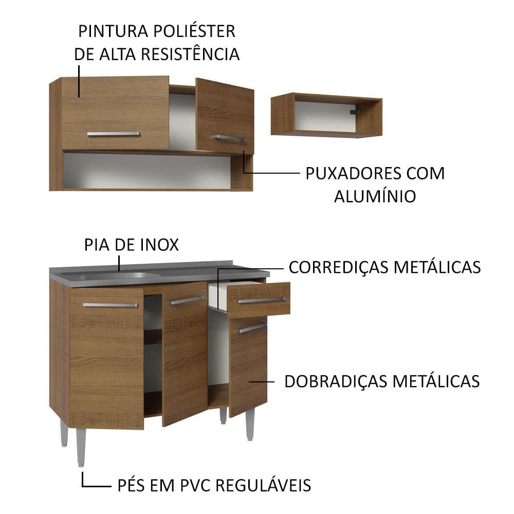 Foto 5 pulgar | Cocina Integral Modular 165cm Con Tarja Mm Emilly Madesa 09 Mm