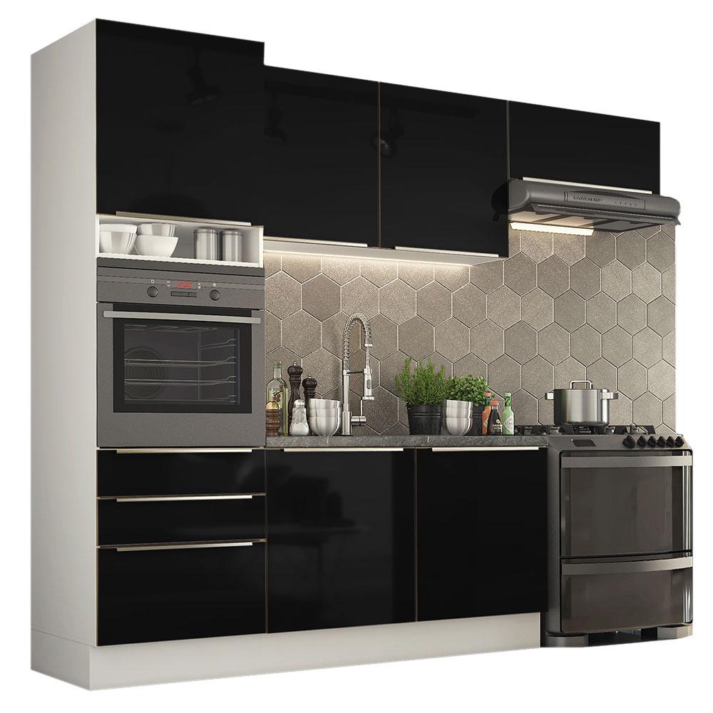 Foto 2 pulgar | Madesa Gabinete De Cocina Integral Completa 260 Cm Lux Blanco/negro 03