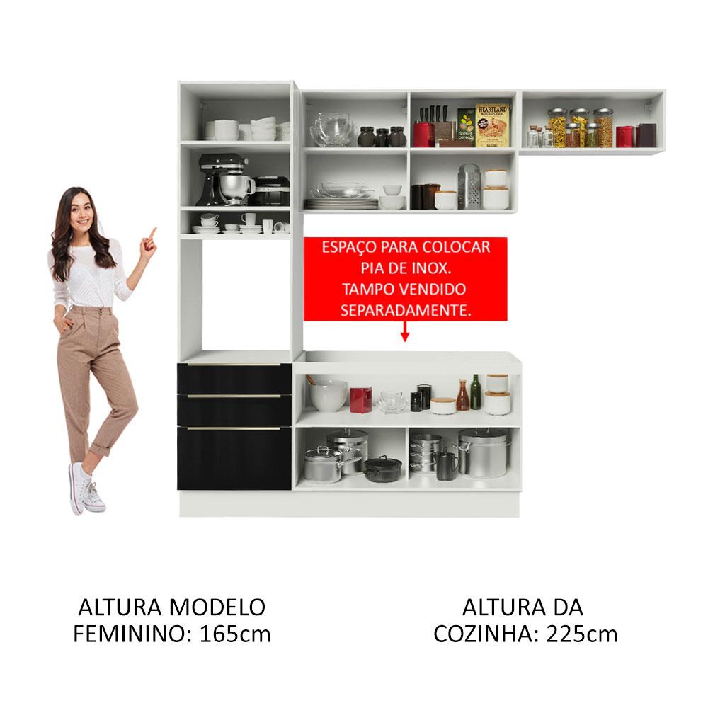 Foto 5 | Madesa Gabinete De Cocina Integral Completa 260 Cm Lux Blanco/negro 03