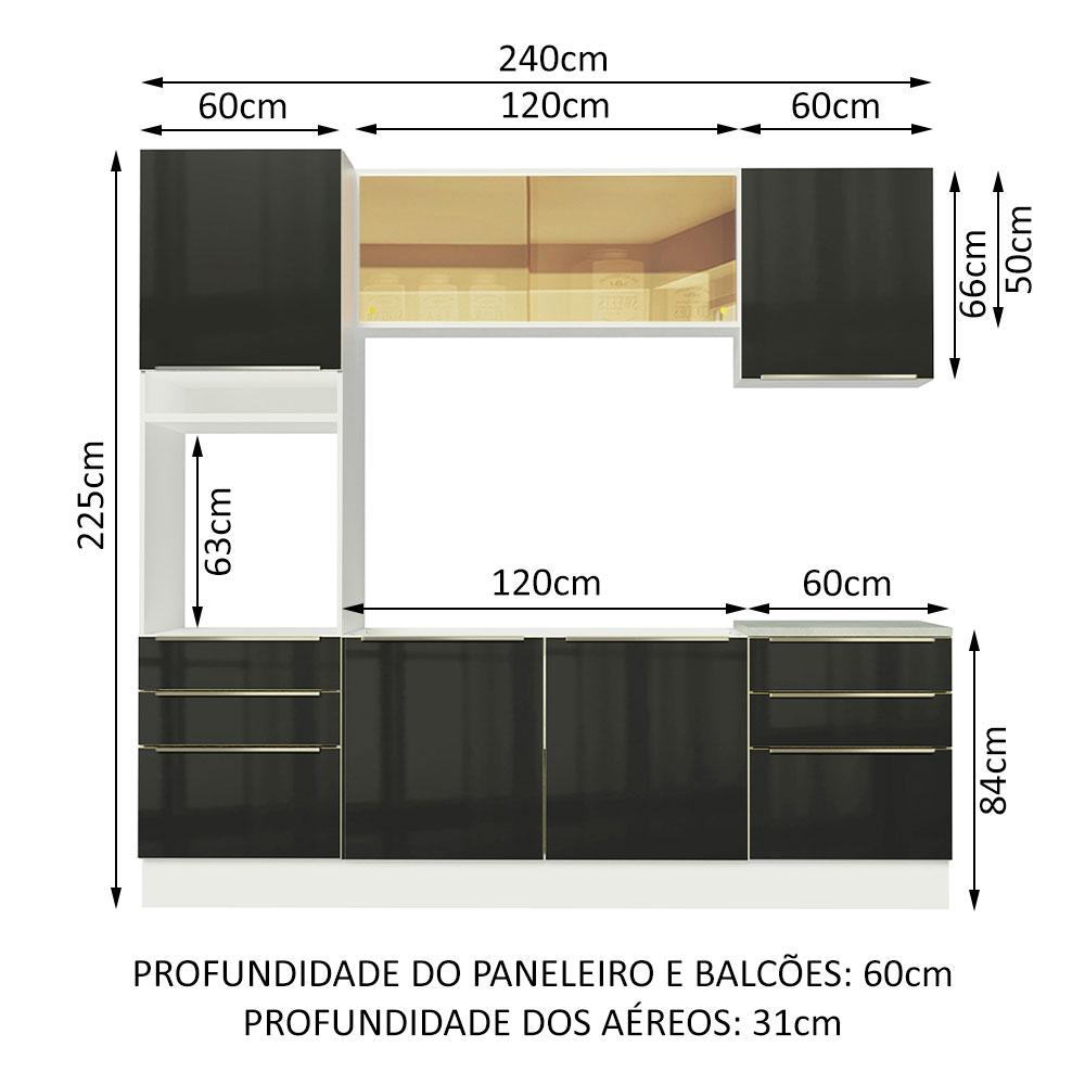 Foto 3 | Gabinete de Cocina Integral Completa Madesa  240 Cm Lux Blanco/negro 02