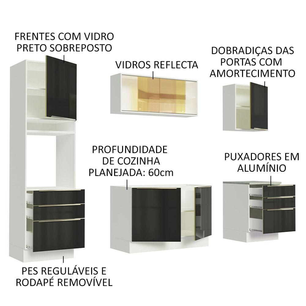 Foto 5 pulgar | Gabinete de Cocina Integral Completa Madesa  240 Cm Lux Blanco/negro 02