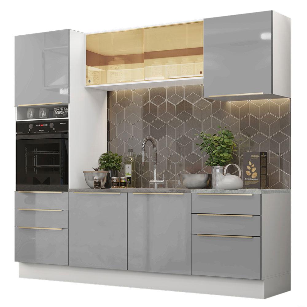 Gabinete de Cocina Integral Madesa Completa 240 cm Lux Blanco y Gris 02