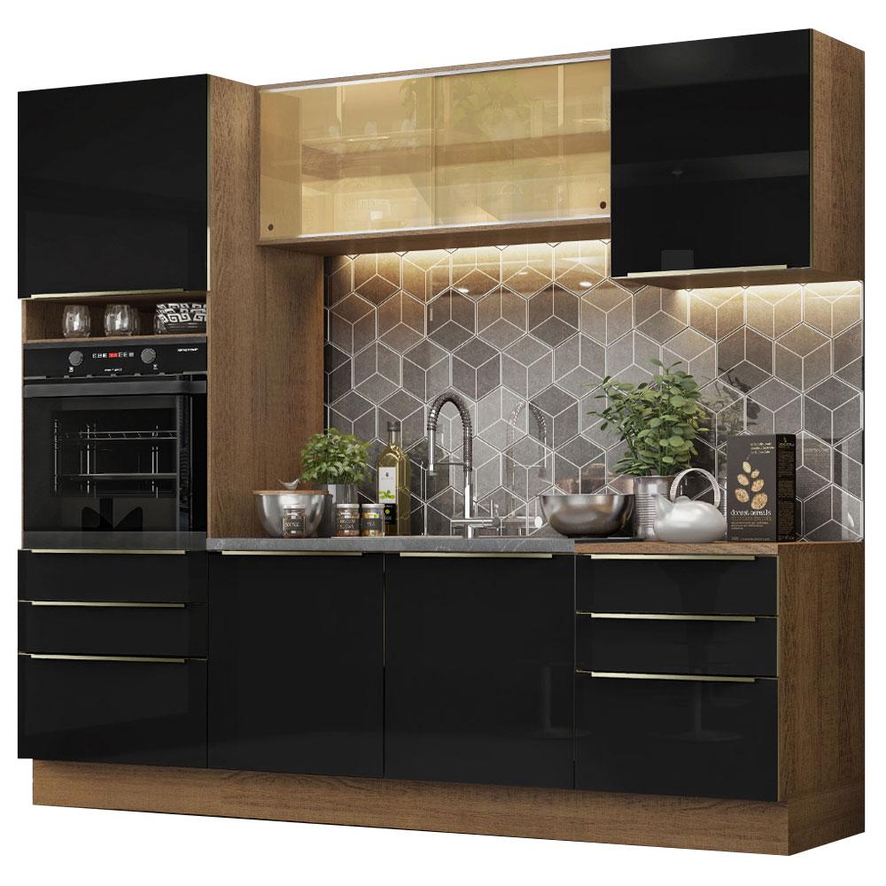 Madesa Gabinete De Cocina Integral Completa 240 Cm Lux Rústico/negro 02