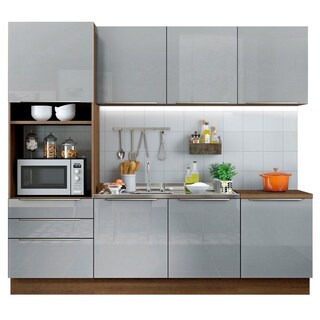 Foto 1 | Gabinete De Cocina Integral Completa Madesa 240 Cm Lux Rústico/gris 03
