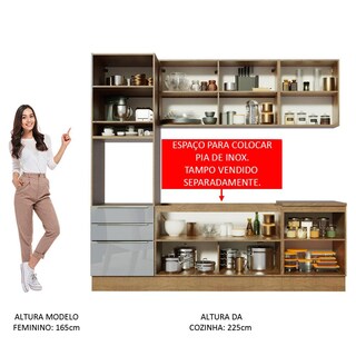 Foto 5 | Gabinete De Cocina Integral Completa Madesa 240 Cm Lux Rústico/gris 03