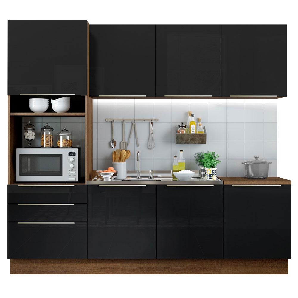 Madesa Gabinete De Cocina Integral Completa 240 Cm Lux Rústico/negro 03