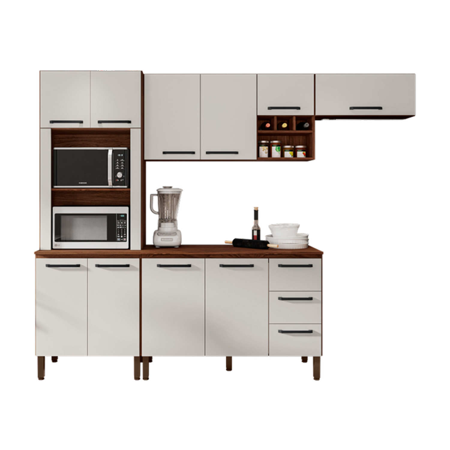 Cocina Modular Bossa Ametista Nogal/off White