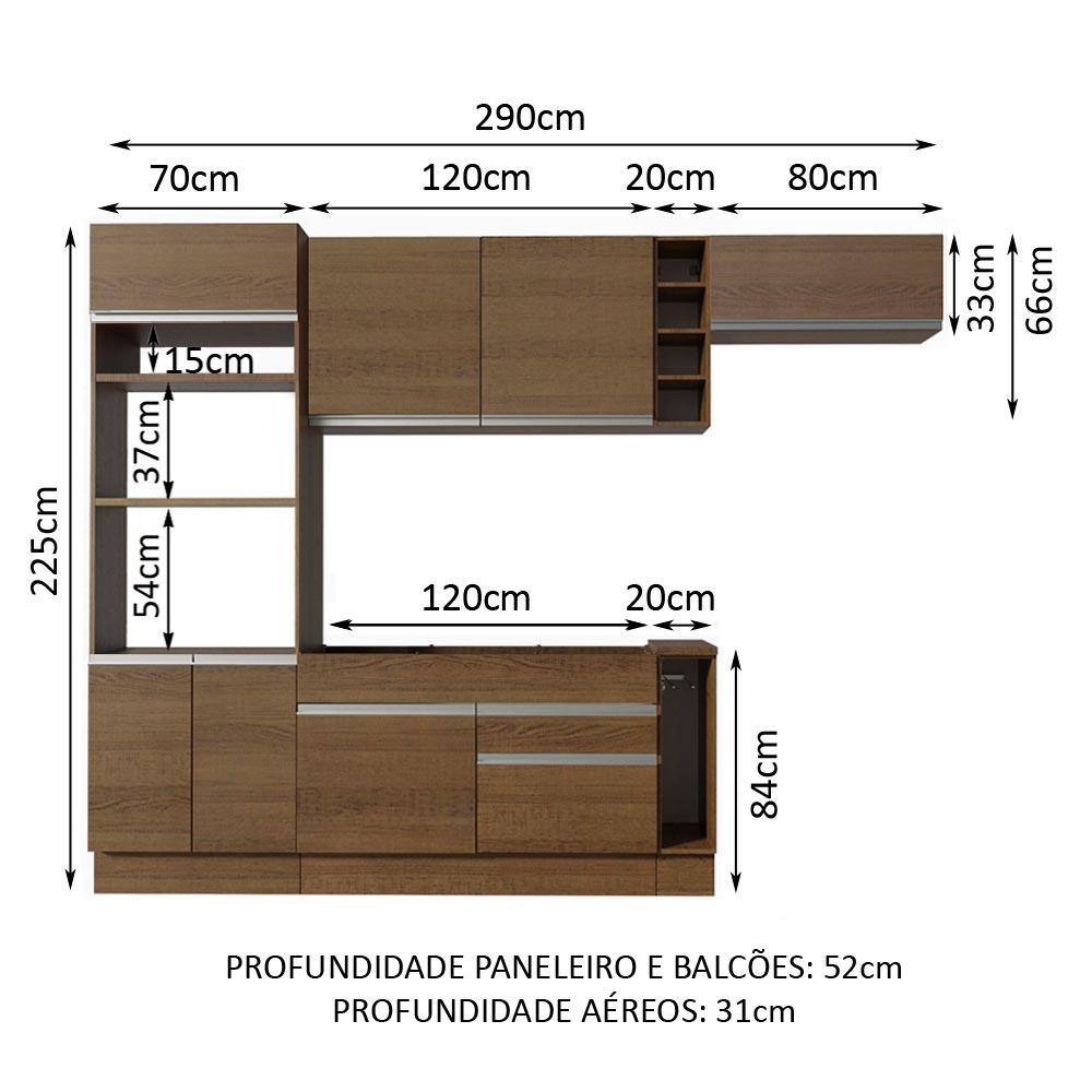 Cocina Integral Completa Modular Madesa Glamy 290cm Mm