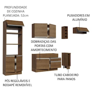 Foto 4 | Cocina Integral Madesa Safira Marrón de 290 cm