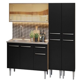 Foto 2 | Madesa Gabinete De Cocina Integral Compacta 169 Cm Con Fregadero Emilly Rustic/negro 12