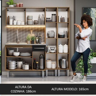 Foto 5 | Madesa Gabinete De Cocina Integral Compacta 169 Cm Con Fregadero Emilly Rustic/negro 12