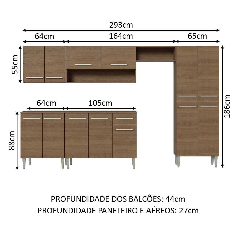 Foto 4 pulgar | Madesa Armario Cocina Integral 293 Cm Emilly Rustic 10