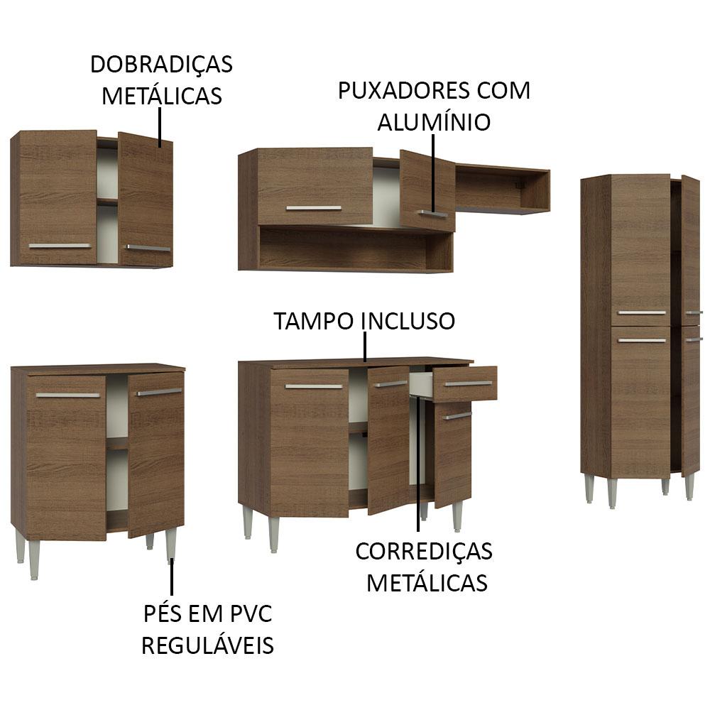 Foto 5 pulgar | Madesa Armario Cocina Integral 293 Cm Emilly Rustic 10