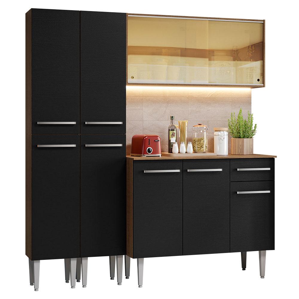 Madesa Gabinete De Cocina Integral Compacta 169 Cm Emilly Rústico/negro 09