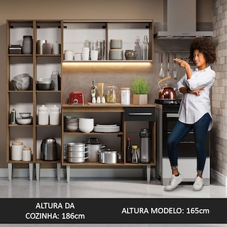 Foto 5 | Madesa Gabinete De Cocina Integral Compacta 169 Cm Emilly Rústico/negro 09