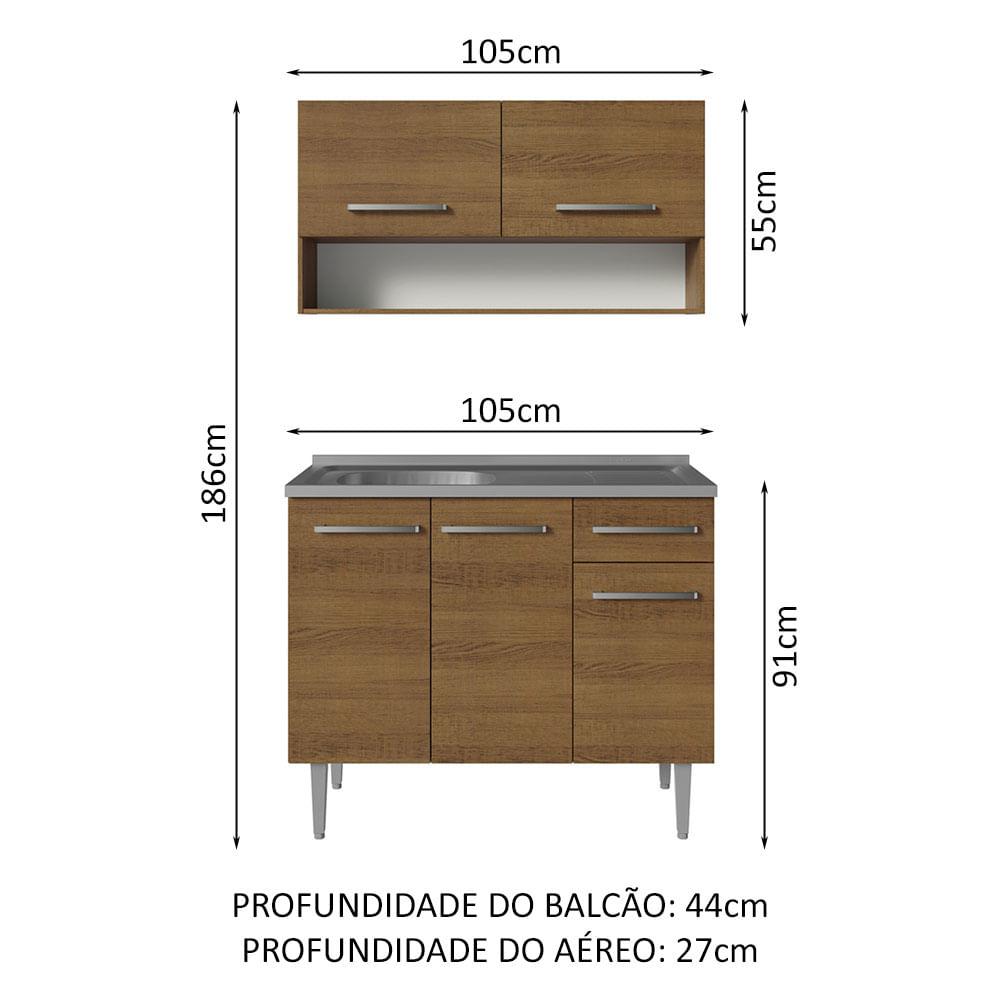 Foto 4 pulgar | Cocina Integral Modular 105cm Con Tarja Mm Emilly Madesa 04 Mm