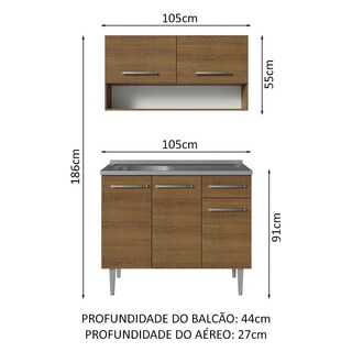 Foto 3 | Cocina Integral Modular 105cm Con Tarja Mm Emilly Madesa 04 Mm