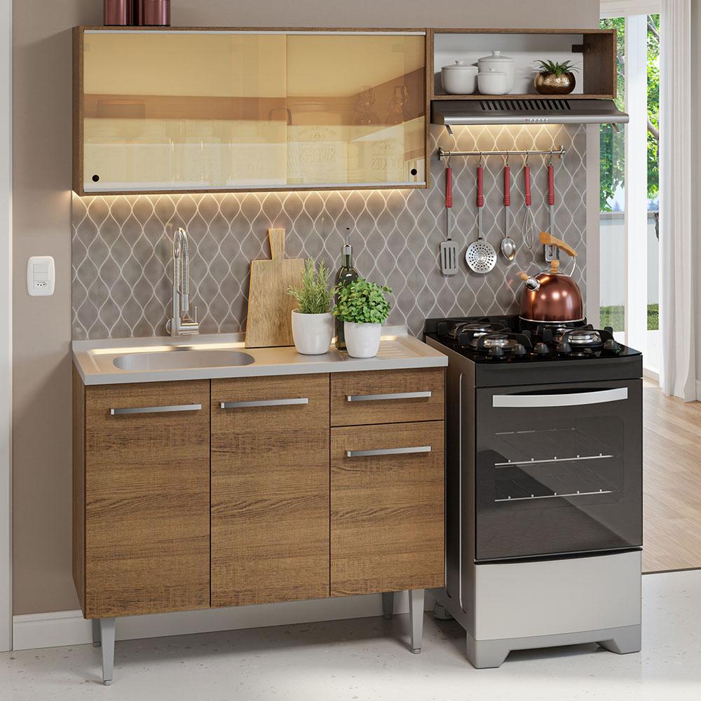 Foto 2 pulgar | Madesa Gabinete De Cocina Integral Compacta 165 Cm Con Fregadero Emilly Rustic 06