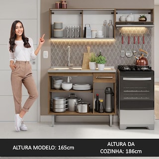 Foto 5 | Madesa Gabinete De Cocina Integral Compacta 165 Cm Con Fregadero Emilly Rustic 06
