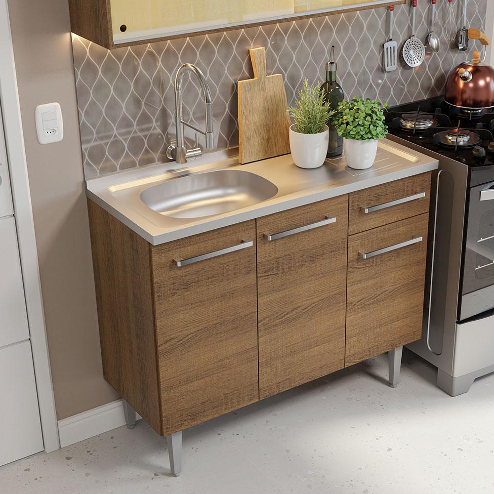 Foto 7 pulgar | Madesa Gabinete De Cocina Integral Compacta 165 Cm Con Fregadero Emilly Rustic 06