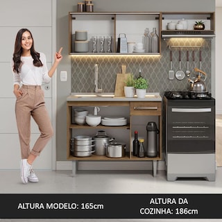 Foto 5 | Madesa Gabinete De Cocina Integral Compacta 165 Cm Con Fregadero Emilly Rústic 05