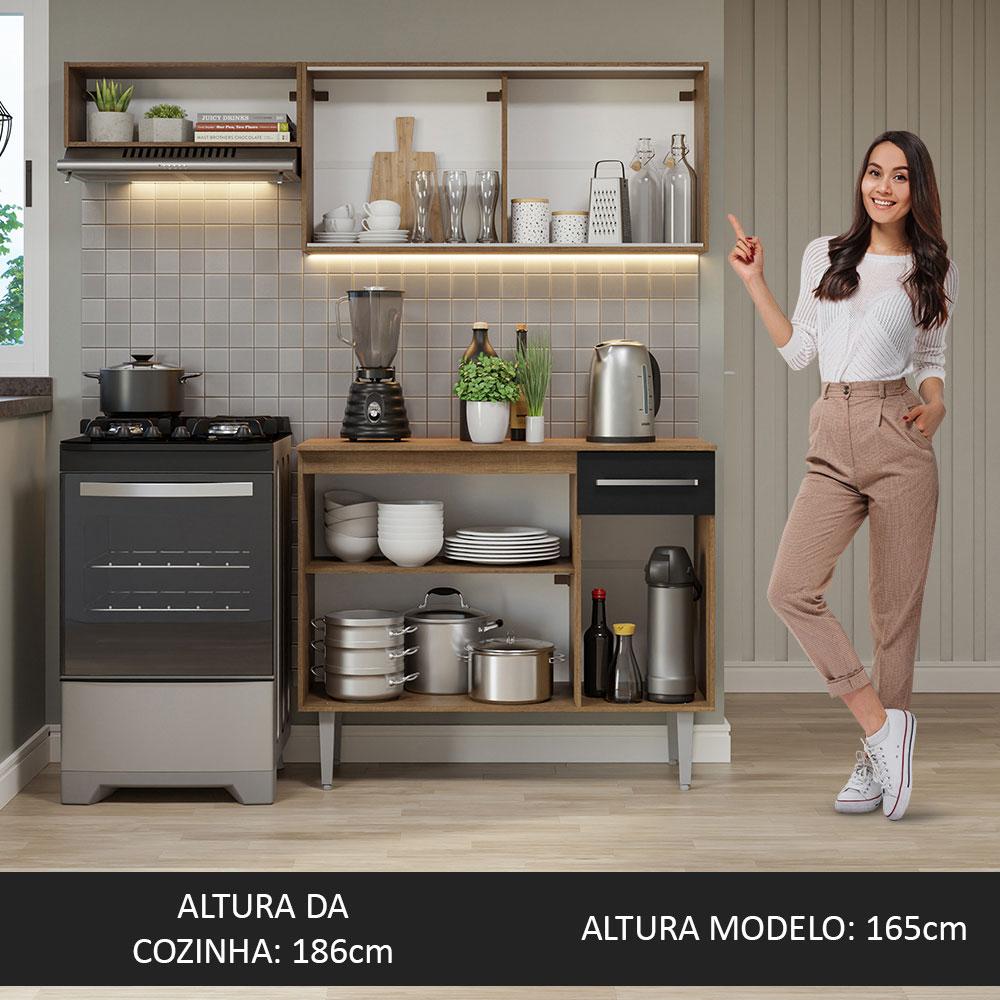 Foto 6 pulgar | Madesa Alacena De Cocina Integral Compacta 165 Cm Emilly Rustic/negro 04