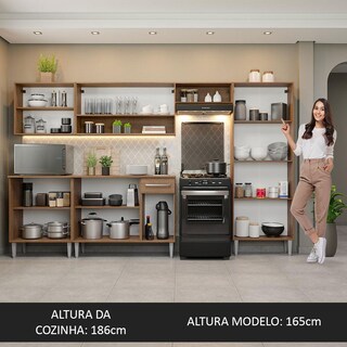 Foto 5 | Madesa Gabinete De Cocina Integral 293 Cm Emilly Rústico/gris 01
