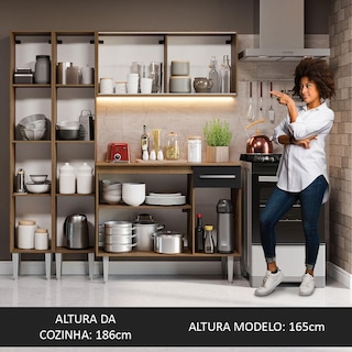 Foto 5 | Madesa Gabinete De Cocina Integral Compacta 169 Cm Emilly Rustic/negro 10