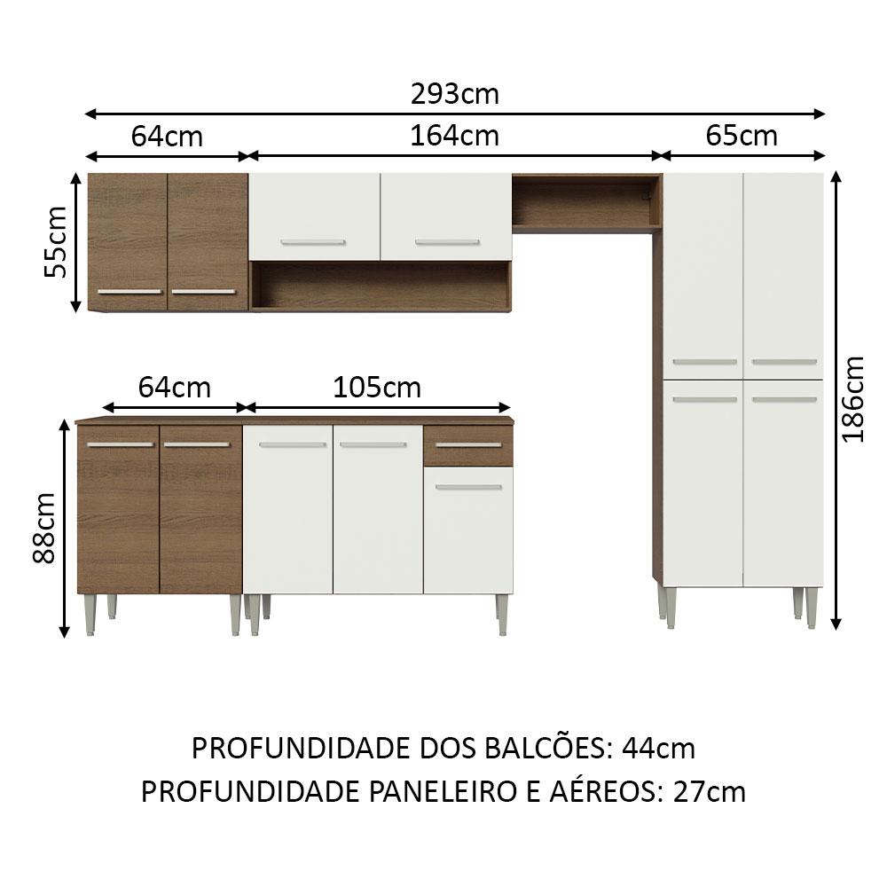 Foto 4 pulgar | Madesa Armario De Cocina Integral 293cm Emilly Rustic/blanco 10