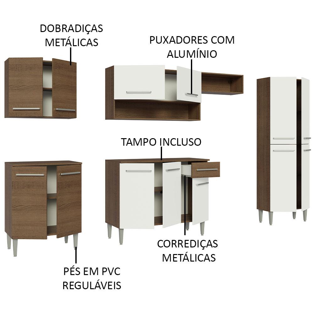 Foto 5 pulgar | Madesa Armario De Cocina Integral 293cm Emilly Rustic/blanco 10