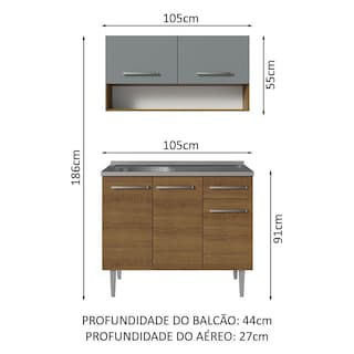 Foto 3 | Cocina Integral Modular 105cm Con Tarja Mg Emilly Madesa 04 Mg