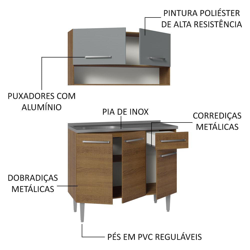 Foto 5 pulgar | Cocina Integral Modular 105cm Con Tarja Mg Emilly Madesa 04 Mg