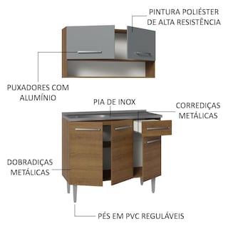 Foto 4 | Cocina Integral Modular 105cm Con Tarja Mg Emilly Madesa 04 Mg