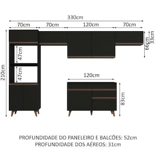 Foto 3 | Madesa Gabinete De Cocina Integral 330 Cm Reims Negro 01