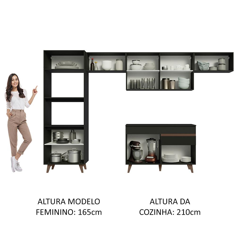 Foto 6 pulgar | Madesa Gabinete De Cocina Integral 330 Cm Reims Negro 01