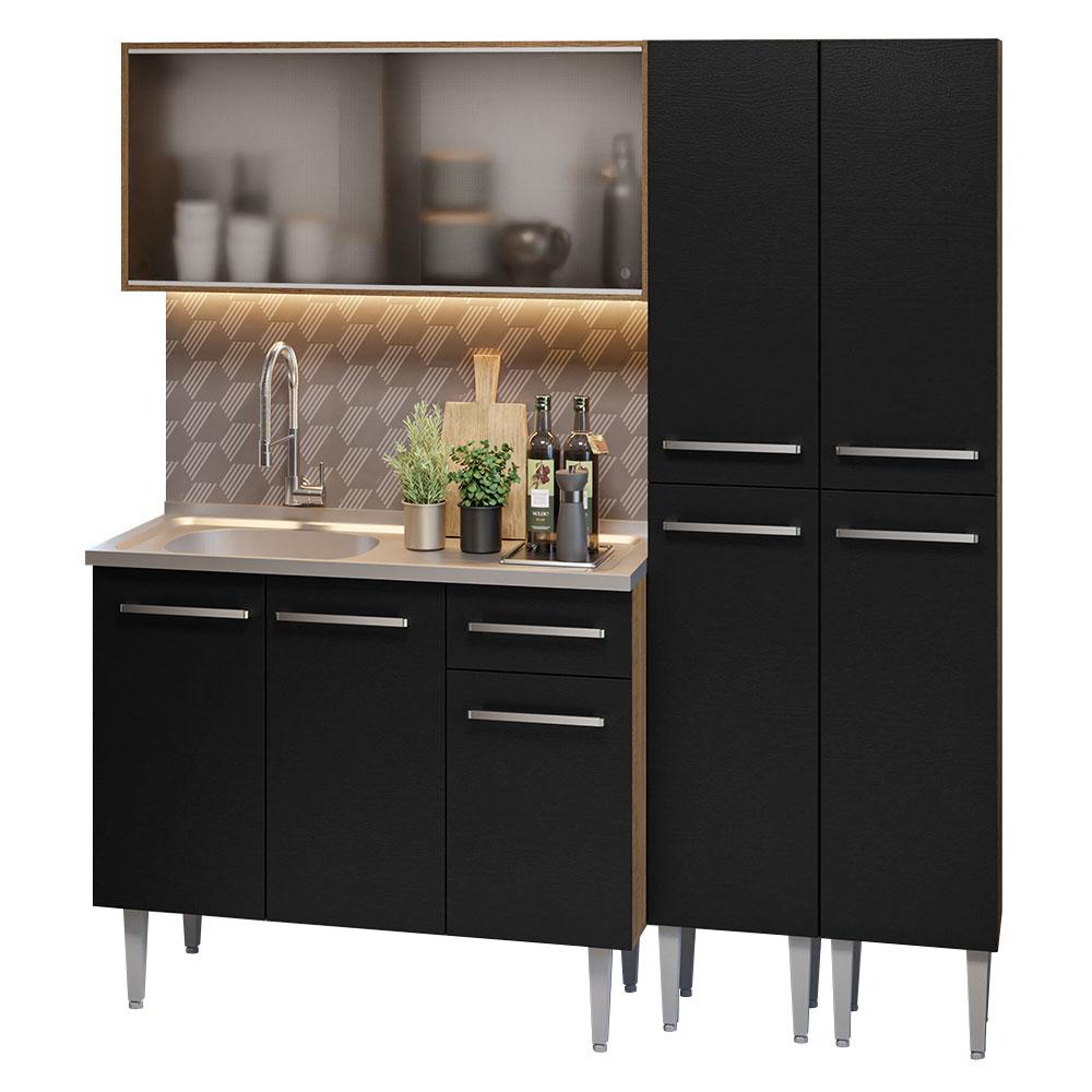 Foto 2 | Madesa Gabinete De Cocina Integral Compacta 169 Cm Con Fregadero Emilly Rústico/negro 11