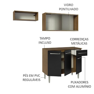 Foto 4 | Madesa Alacena De Cocina Integral Compacta 165 Cm Emilly Rustic/negro 03