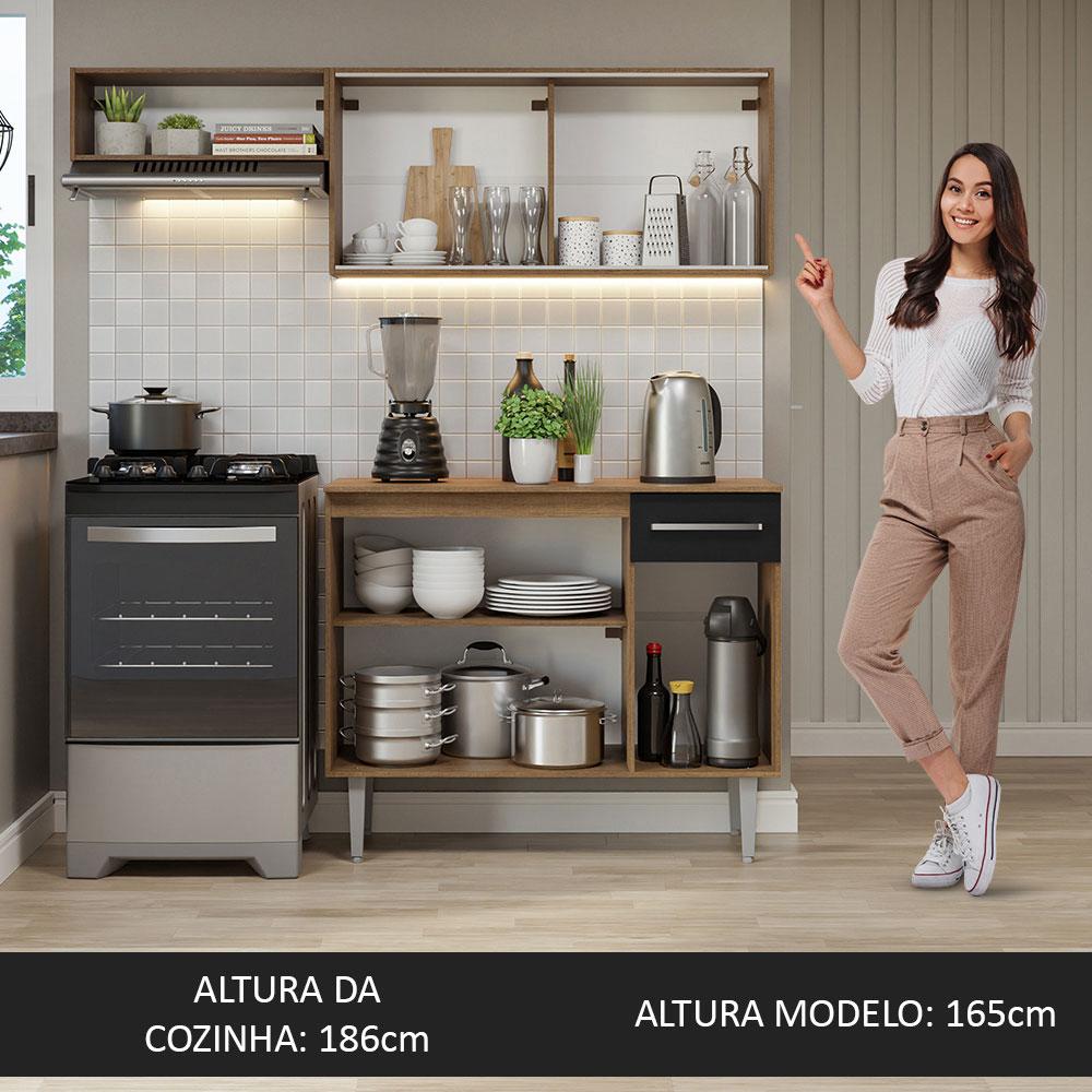 Foto 6 pulgar | Madesa Alacena De Cocina Integral Compacta 165 Cm Emilly Rustic/negro 03