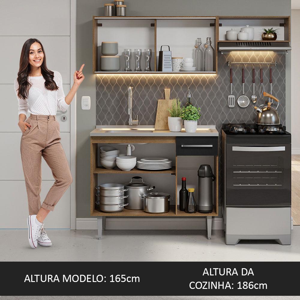 Foto 5 | Madesa Gabinete De Cocina Integral Compacta 165 Cm Con Fregadero Emilly Rustic/negro 06