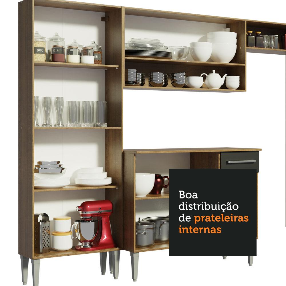Foto 9 pulgar | Madesa Gabinete De Cocina Integral Compacta 165 Cm Con Fregadero Emilly Rustic/negro 06