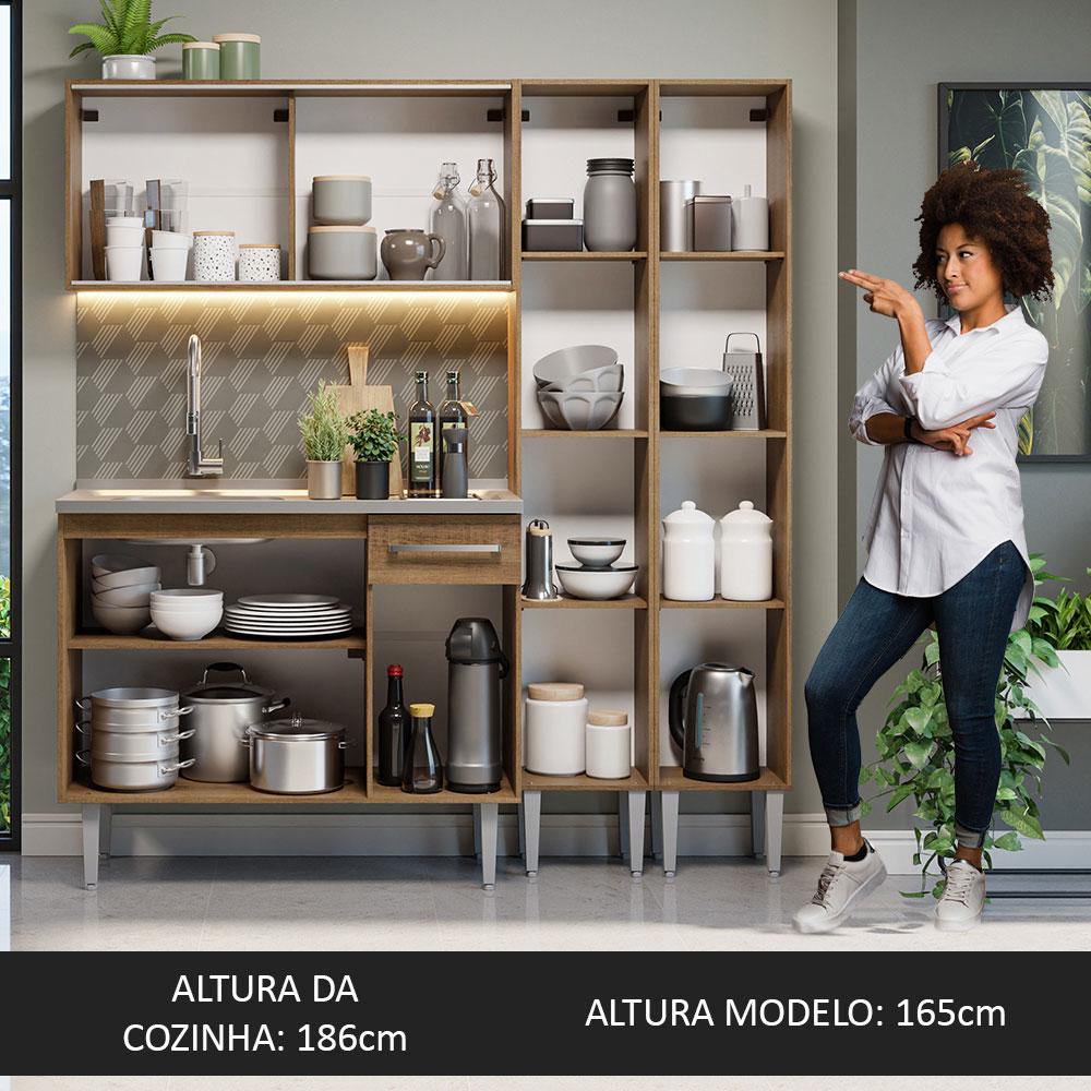 Foto 6 pulgar | Madesa Gabinete De Cocina Integral Compacta 169 Cm Con Fregadero Emilly Rustic 11