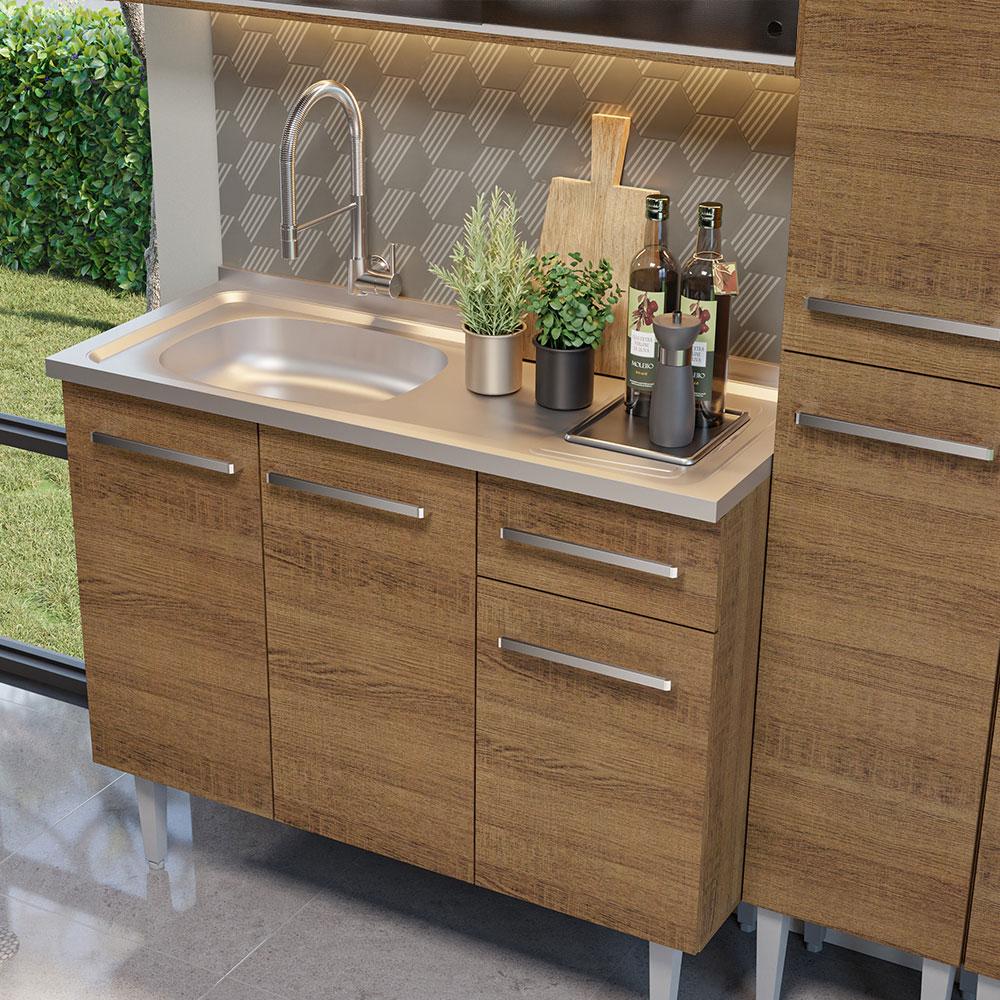 Foto 7 pulgar | Madesa Gabinete De Cocina Integral Compacta 169 Cm Con Fregadero Emilly Rustic 11