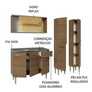 Foto 4 | Madesa Gabinete De Cocina Integral Compacta 169 Cm Con Fregadero Emilly Rustic 12