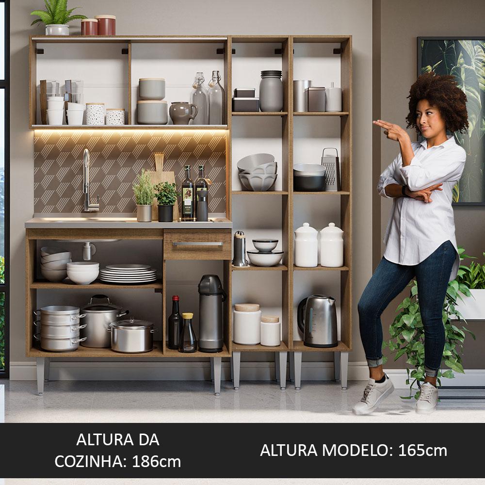 Foto 6 pulgar | Madesa Gabinete De Cocina Integral Compacta 169 Cm Con Fregadero Emilly Rustic 12