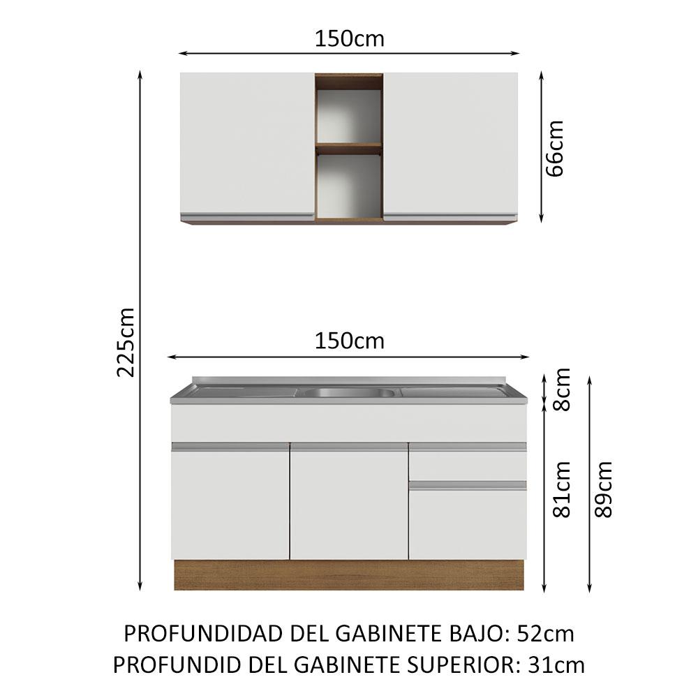 Foto 4 pulgar | Cocina Integral Modular Madesa Glamy Con Tarja 150cm