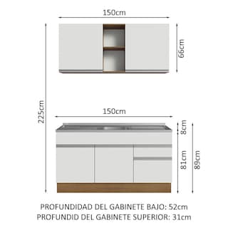 Foto 3 | Cocina Integral Modular Madesa Glamy Con Tarja 150cm
