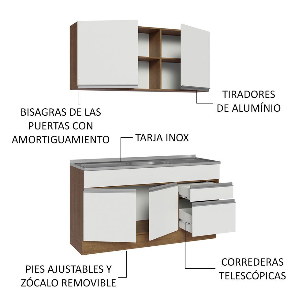 Foto 5 pulgar | Cocina Integral Modular Madesa Glamy Con Tarja 150cm