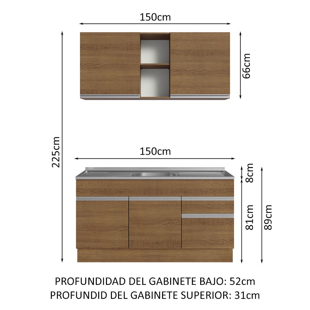 Foto 4 pulgar | Cocina Integral Modular Madesa Glamy Con Tarja 150cm