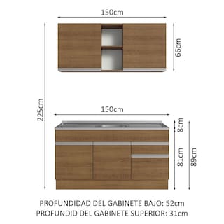 Foto 3 | Cocina Integral Modular Madesa Glamy Con Tarja 150cm