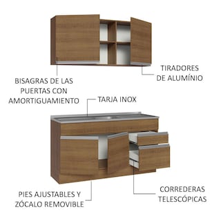 Foto 4 | Cocina Integral Modular Madesa Glamy Con Tarja 150cm
